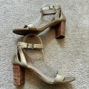 ABLE Elizabeth Ankle Strap Heel in Gold Metallic